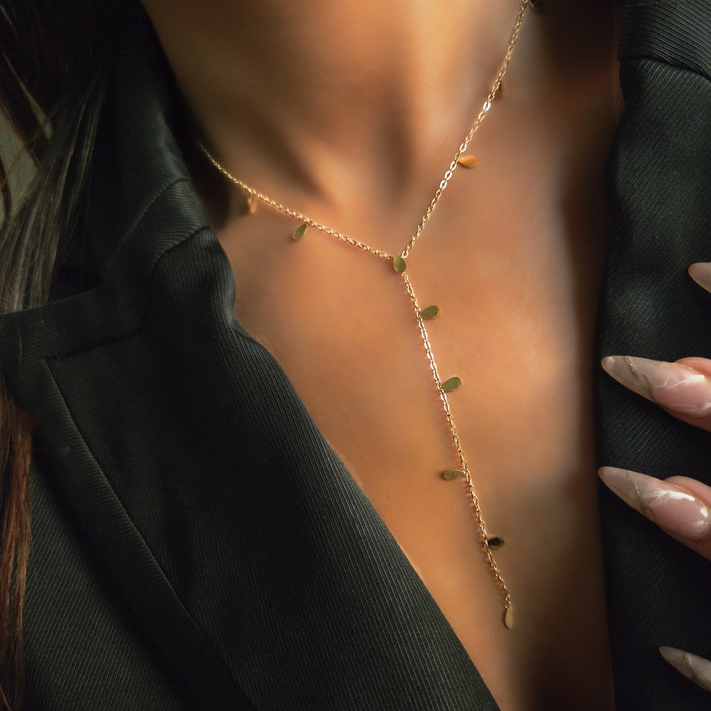 Collier sautoir doré en acier inoxydable – chaîne longue minimaliste chic