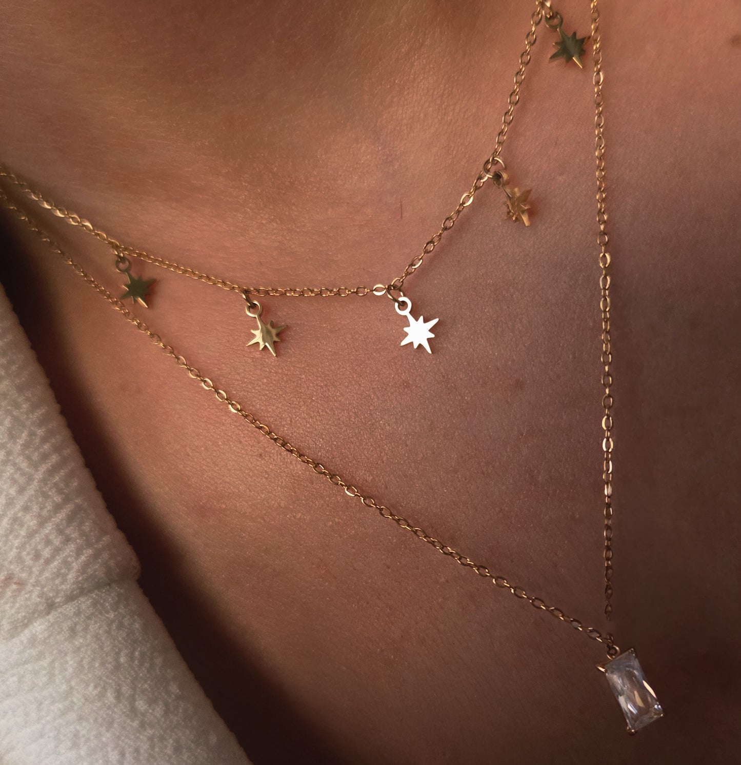 Collier Étoiles Doré Acier Inoxydable Femme