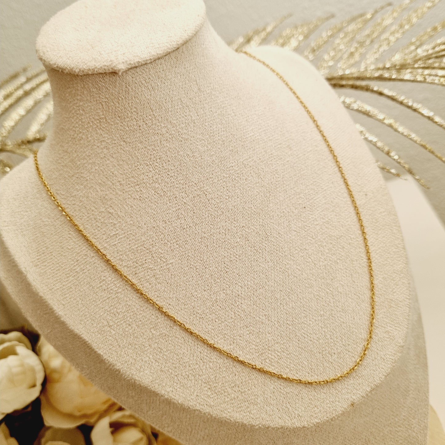 - collier chaîne acier inoxydable doré - bijou ajustable couleur or - collier femme en acier inox - accessoire mode doré ajustable