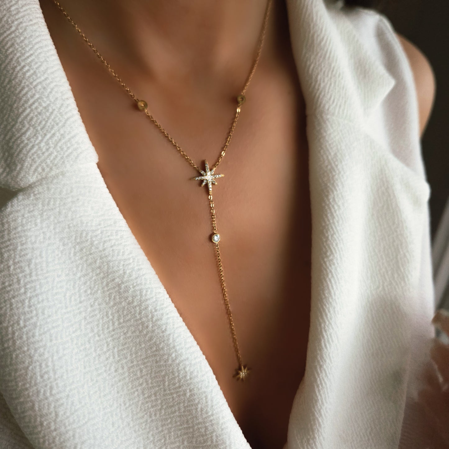 Collier sautoir doré étoile