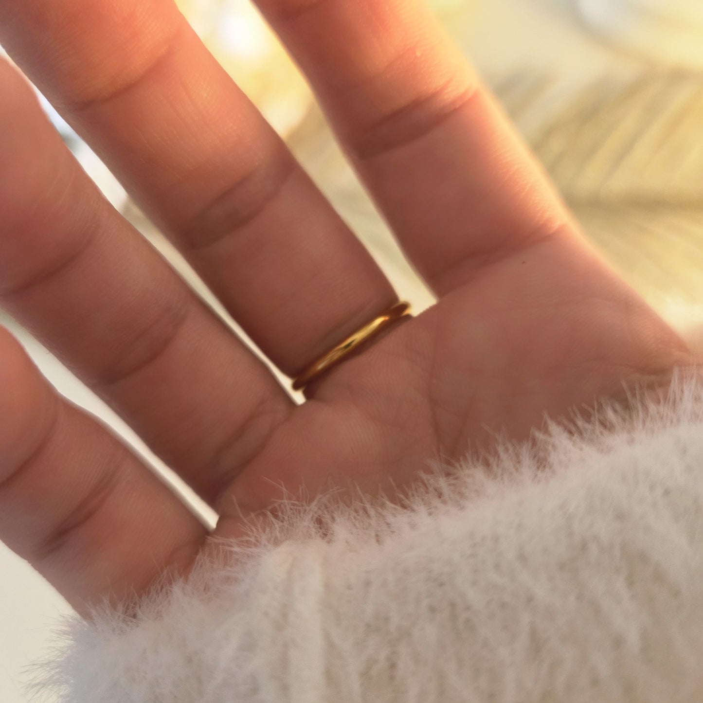 Bague dorée acier inoxydable – perle et zircon ajustable