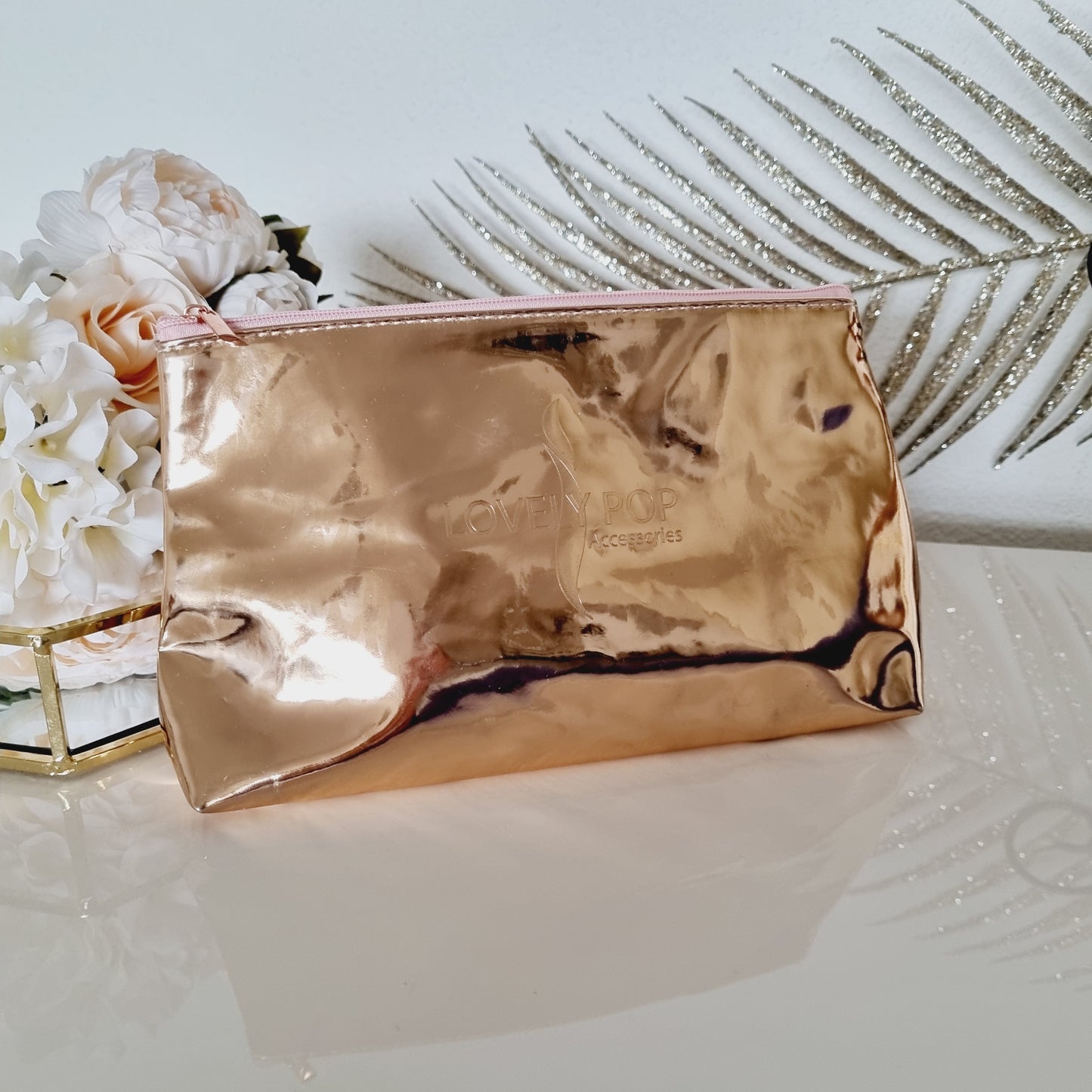 Trousse de toilette et de maquillage dorée avec fermeture à zip Lovely Pop