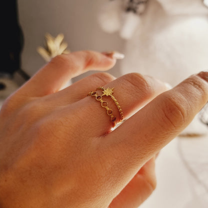 Bague Sarah argentée multirang avec étoile