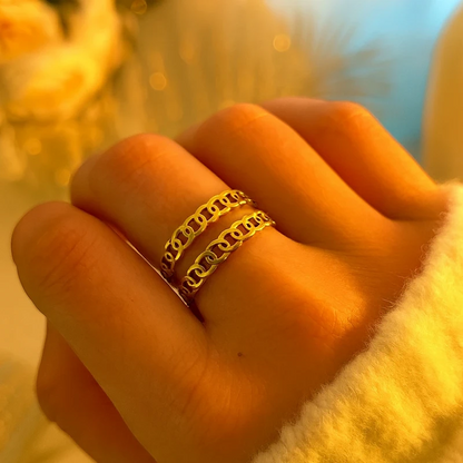 Bague Darya dorée en acier inoxydable pour femme