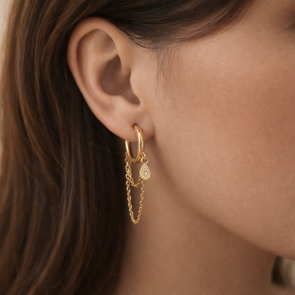 Boucles d’oreilles chaînes et breloque goutte – vue principale