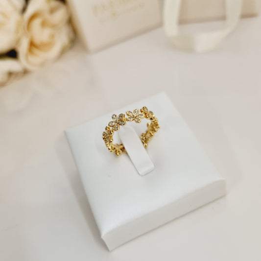 Bague En Argent Sterling 925 Avec Feuilles D'Olivier En Or 18 Carats Et Zircon CZ - Bijou Élégant Et Ajustable Pour Femme
