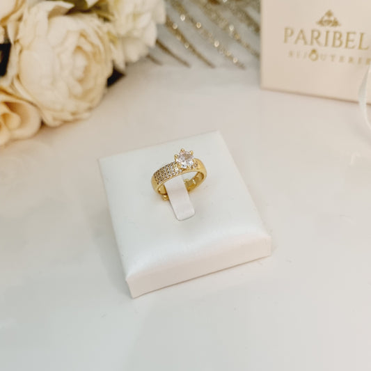 Bague dorée Althéa en acier inoxydable avec zircon brillant – Paribell Bijoux