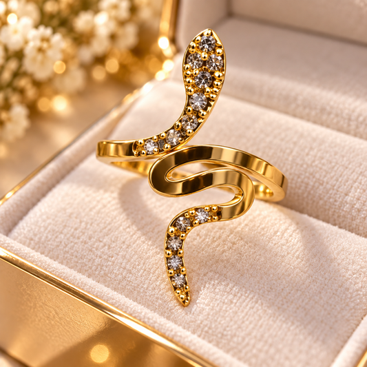 Bague serpent dorée ajustable