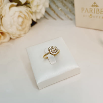 Magnifique bague en spirale, en acier inoxydable avec pierres scintillantes, couleur or. Taille ajustable. Parfaite pour toutes occasions. 