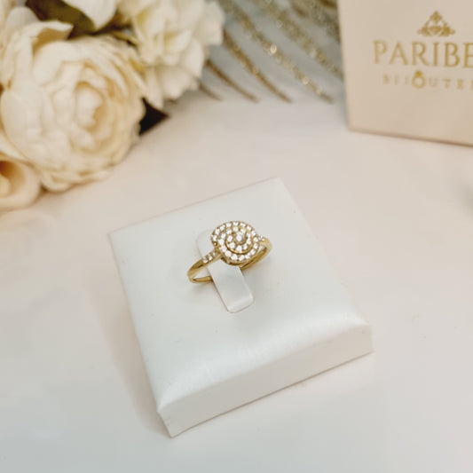 Bague en acier inoxydable doré avec zircons, taille ajustable, bijou éclatant Paribell