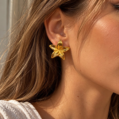 Boucles d’oreilles fleurs dorées femme