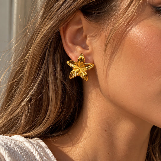 Boucles d’oreilles fleurs dorées femme