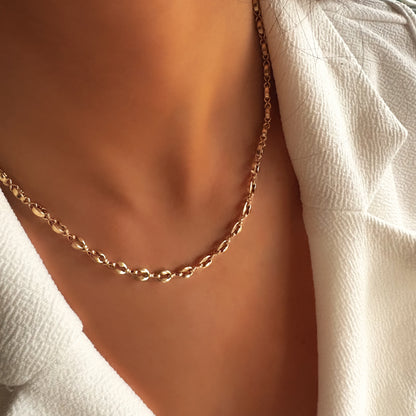 Collier chaîne maillons ovales en acier inoxydable