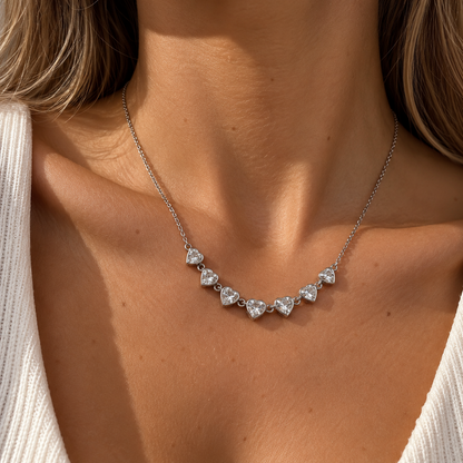 Collier cœurs argenté