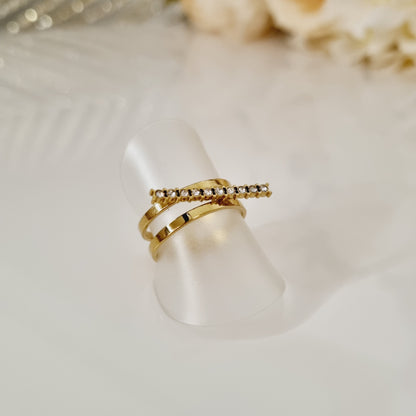 Bague Célie dorée avec barre de strass