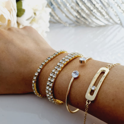 Bracelet doré à cristal élastique