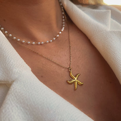 Collier étoile de mer doré – vue principale