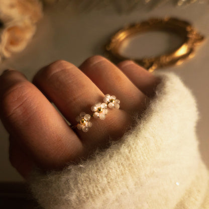 Bague ajustable perles rose clair – vue principale