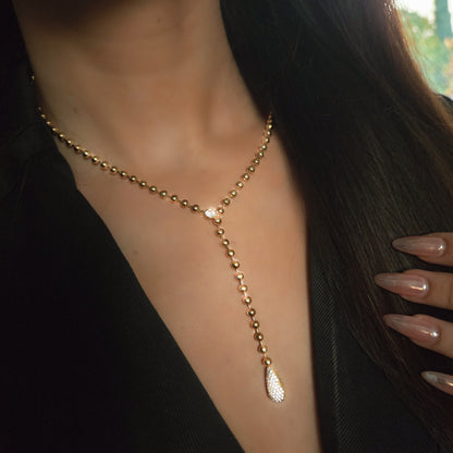 Collier Y doré en acier inoxydable – autre vue