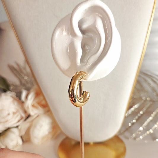 Boucle d’oreille créole épaisse en acier inoxydable doré