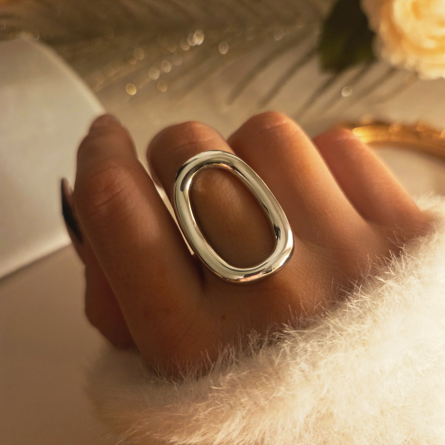 Bague ovale ouverte ajustable – vue principale