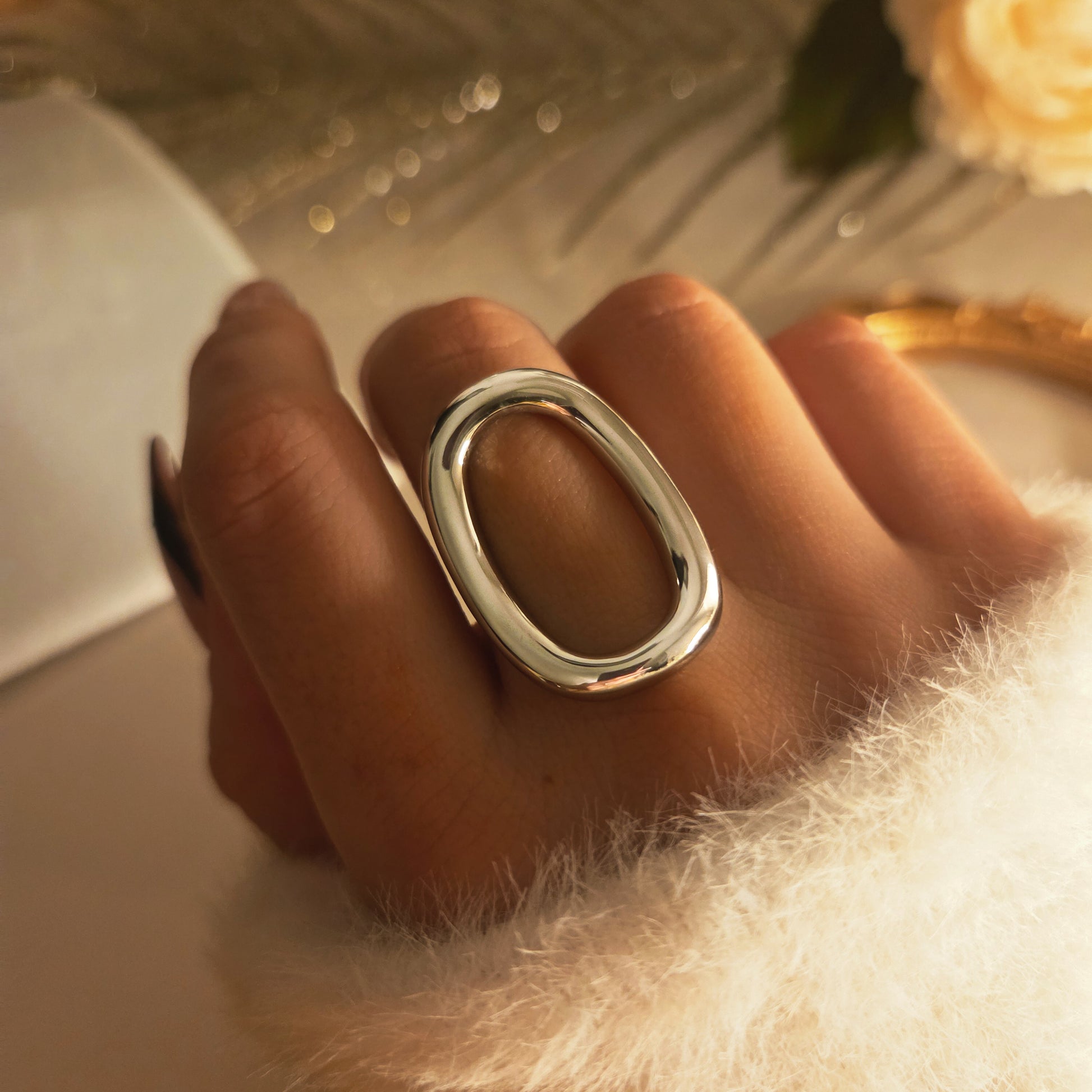 Bague ovale ouverte ajustable – vue principale