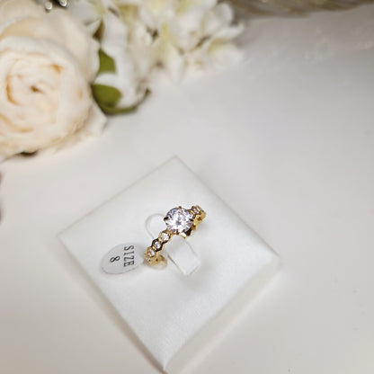 Bague ajustable avec zircon rond – autre vue
