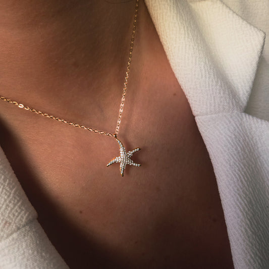 Collier Étoile de Mer Doré Acier Inoxydable Femme