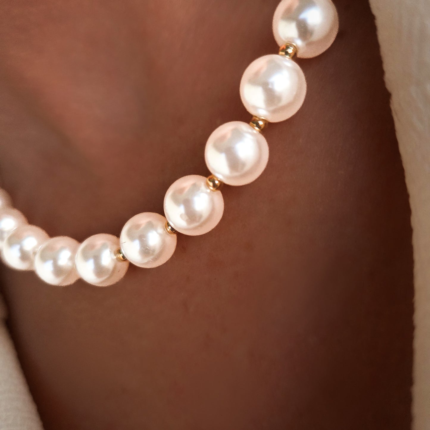 Collier perles en acier inoxydable style perles élégantes