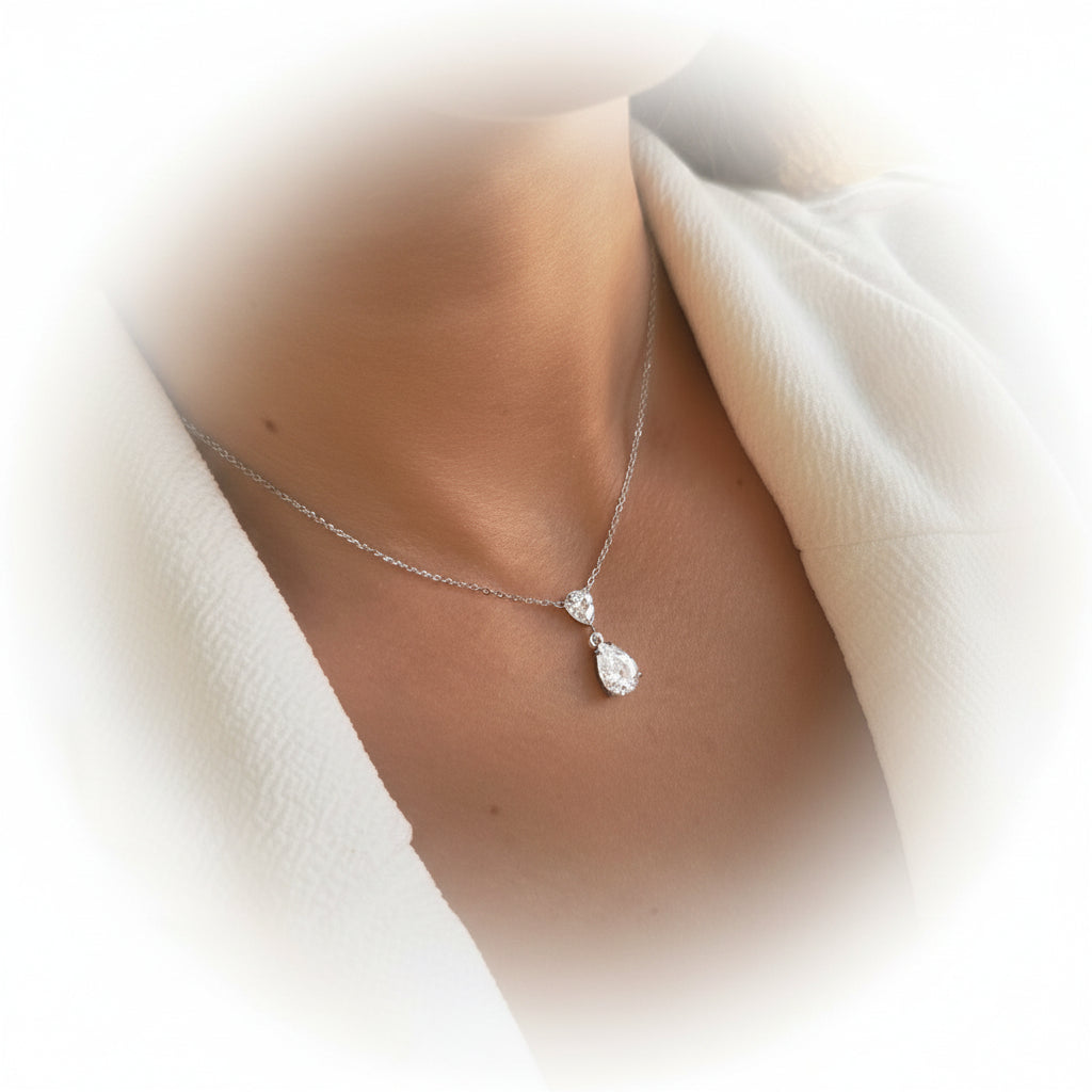 Collier goutte argenté – vue principale