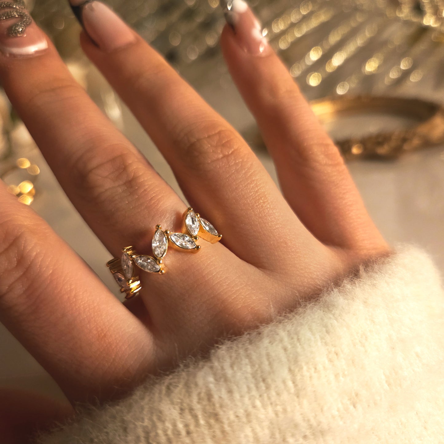 Bague Dorée Marquise – Éclat précieux