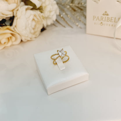 Bague Elna dorée – vue portée