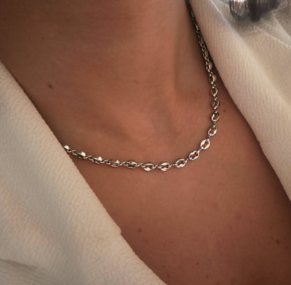 Collier chaîne marine argenté en acier inoxydable