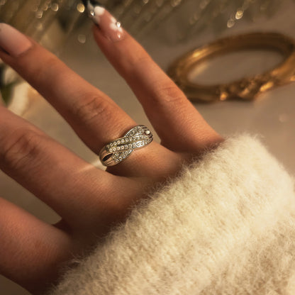 Bague croisée à strass ajustable – autre vue