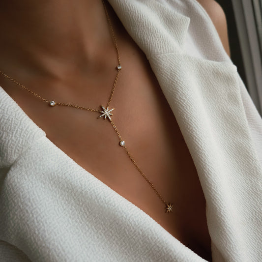 Collier sautoir doré étoile