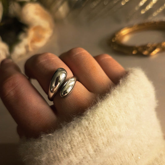 Bague femme acier inoxydable large argentée – résistante à l’eau, ajustable