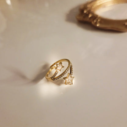 Bague étoiles dorée – autre vue