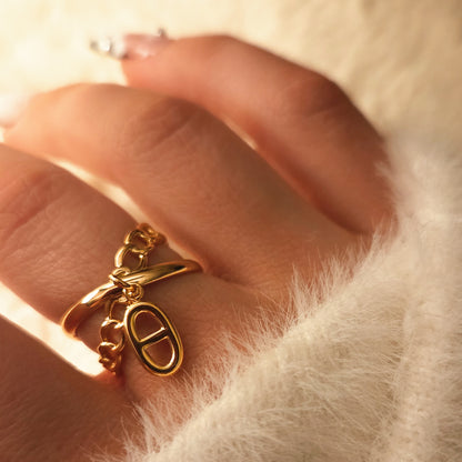 Bague ajustable avec charms pendants – autre vue