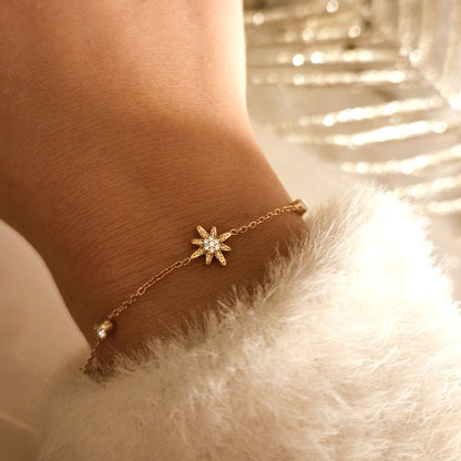 Bracelet étoile doré réglable avec zircon