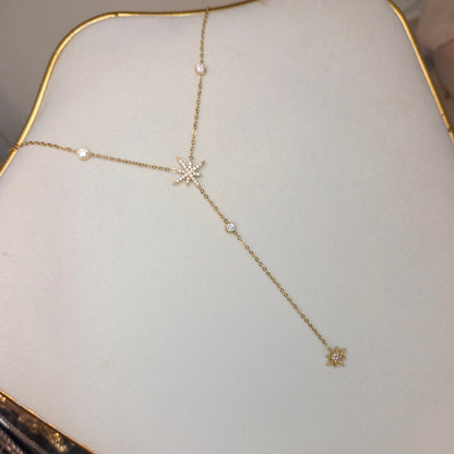 Collier sautoir doré étoile – vue portée