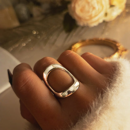 Bague ovale design ajustable – vue principale