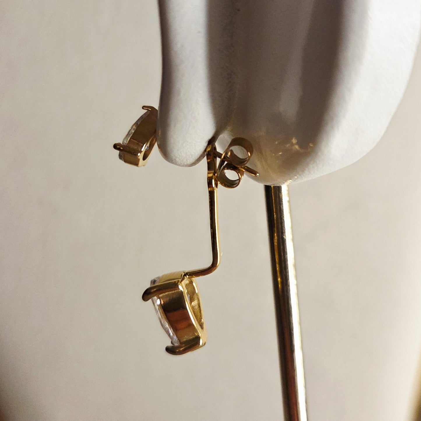 Boucles d’oreilles pendantes goutte zircon acier inoxydable (paire)