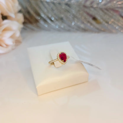 Bague pierre poire – vue portée