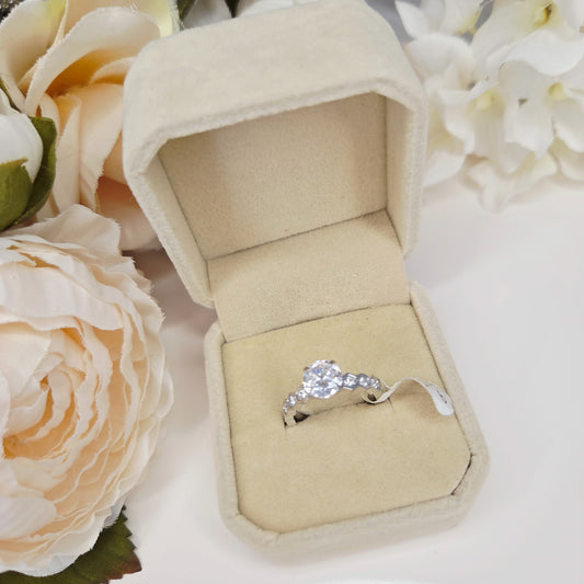 Bague ajustable en acier inoxydable sertie de zircon rond dans son coffret luxe – Paribell Bijouterie