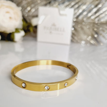 Bracelet jonc doré en acier inoxydable pour femme