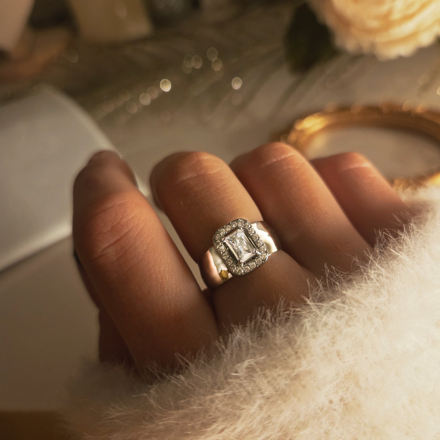 Bague pierre rectangle ajustable – vue principale