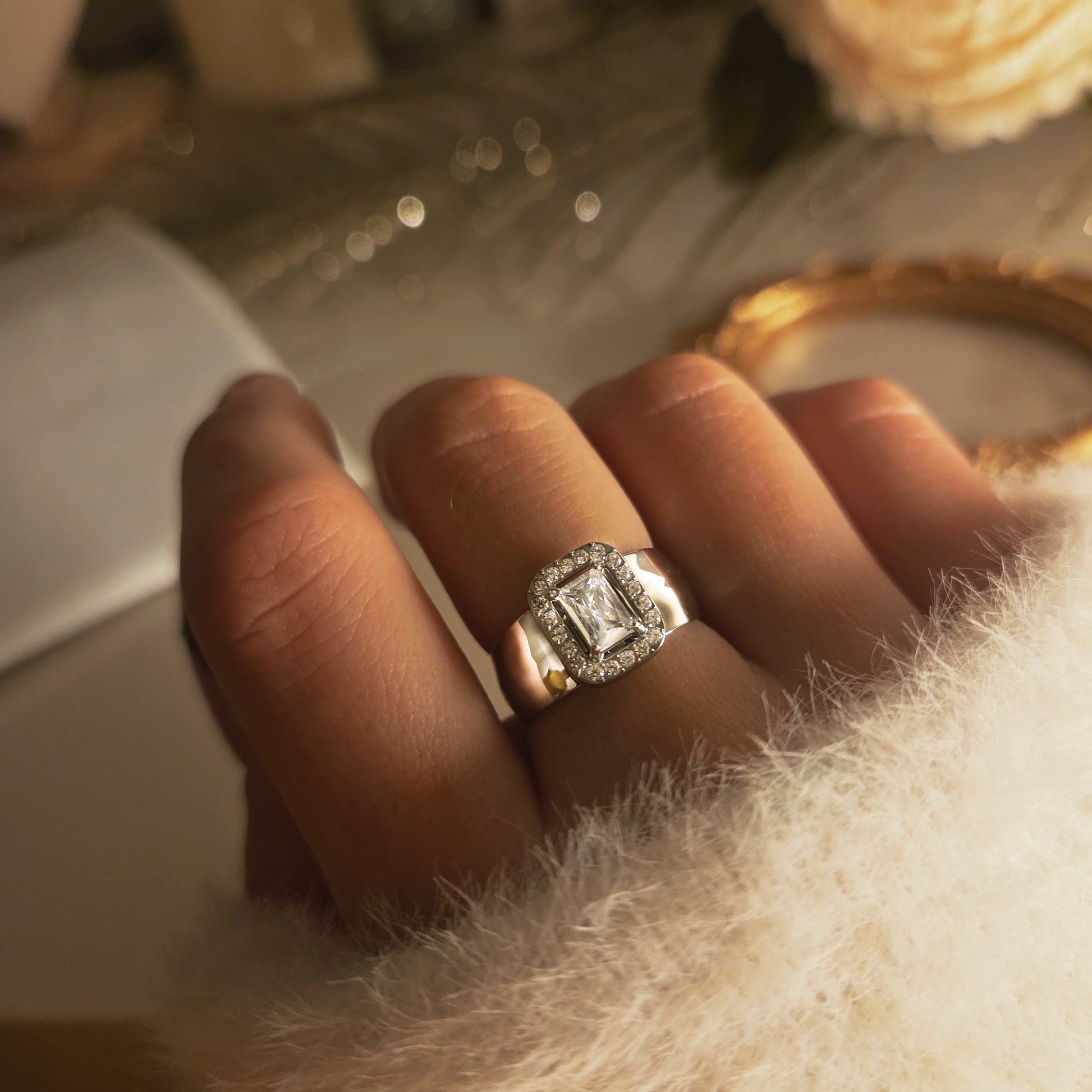 Bague pierre rectangle ajustable – vue principale