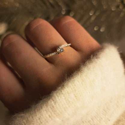 Bague pierre blanche ajustable – vue principale