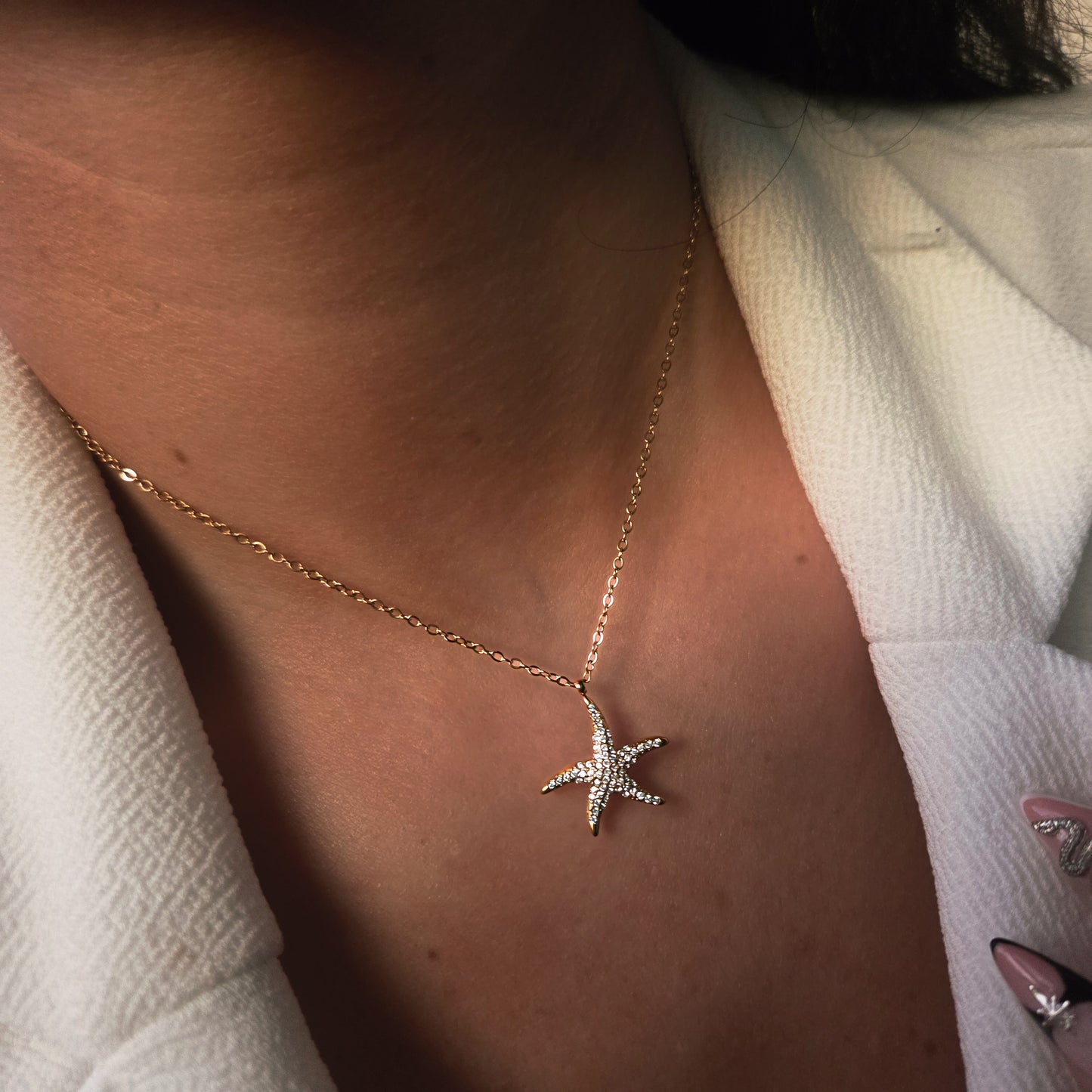 Collier Étoile de Mer Doré Acier Inoxydable Femme