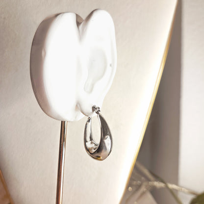 Boucles d’oreilles goutte argentées en acier inoxydable